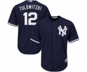 Men's New York Yankees #12 Troy Tulowitzki Replica Navy Blue Alternate Baseball Jersey