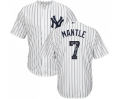 Men's New York Yankees #7 Mickey Mantle Authentic White Team Logo Fashion Baseball Jersey