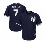Men's New York Yankees #7 Mickey Mantle Replica Navy Blue Alternate Baseball Jersey