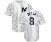 Men's New York Yankees #8 Yogi Berra Authentic White Team Logo Fashion Baseball Jersey