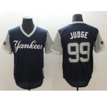 Men's New York Yankees #99 Aaron Judge  Authentic Navy Blue Baseball Jersey