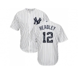 New York Yankees #12 Chase Headley White Strip Team Logo Fashion Stitched MLB Jersey