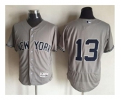 New York Yankees #13 Alex Rodriguez Grey Flexbase Authentic Collection Stitched Baseball Jersey