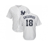 New York Yankees #18 Didi Gregorius White Strip Team Logo Fashion Stitched MLB Jersey