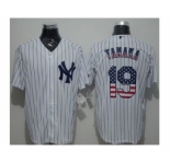 New York Yankees #19 Masahiro Tanaka White Strip USA Flag Fashion Stitched Baseball Jersey