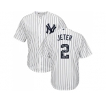 New York Yankees #2 Derek Jeter White Strip Team Logo Fashion Stitched MLB Jersey