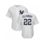 New York Yankees #22 Jacoby Ellsbury White Strip Team Logo Fashion Stitched MLB Jersey