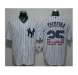 New York Yankees #25 Mark Teixeira White Strip USA Flag Fashion Stitched Baseball Jersey
