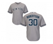 New York Yankees #30 David Robertson Replica Grey Road MLB Jersey