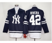 New York Yankees #42 Mariano Rivera Navy Blue Long Sleeve Stitched MLB Jersey