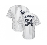 New York Yankees #54 Aroldis Chapman White Strip Team Logo Fashion Stitched MLB Jersey