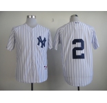 mlb jerseys new york yankees #2 jeter white [black strip]