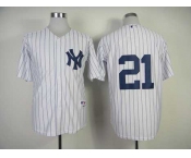 mlb jerseys new york yankees #21 white(black strip)