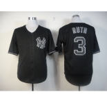 mlb jerseys new york yankees #3 ruth black[fashion]