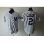 mlb new york yankees #2 jeter white(black strip)[3000 hits patch]带名没水印