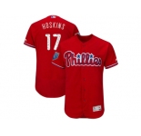 Men Philadelphia Phillies #17 Rhys Hoskins Majestic Scarlet 2018 Spring Training Flex Base Player Jersey