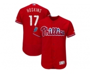 Men Philadelphia Phillies #17 Rhys Hoskins Majestic Scarlet 2018 Spring Training Flex Base Player Jersey