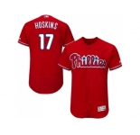 Men Philadelphia Phillies #17 Rhys Hoskins Red Flexbase Authentic Collection Stitched MLB Jersey