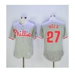 Men Philadelphia Phillies #27 Aaron Nola Majestic Grey Flexbase Authentic Collection Player