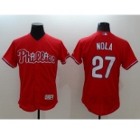 Men Philadelphia Phillies #27 Aaron Nola Majestic Red Flexbase Authentic Collection Player