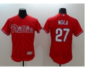 Men Philadelphia Phillies #27 Aaron Nola Majestic Red Flexbase Authentic Collection Player
