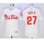 Men Philadelphia Phillies #27 Aaron Nola Majestic White Flexbase Authentic Collection Player