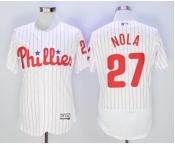 Men Philadelphia Phillies #27 Aaron Nola Majestic White Flexbase Authentic Collection Player