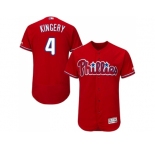 Men Philadelphia Phillies #4 Scott Kingery Red Flexbase Authentic Collection Stitched MLB Jersey