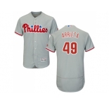 Men Philadelphia Phillies #49 Jake Arrieta Grey Flexbase Authentic Collection Stitched MLB Jersey