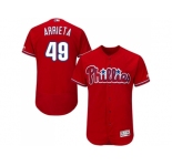 Men Philadelphia Phillies #49 Jake Arrieta Red Flexbase Authentic Collection Stitched MLB Jersey