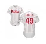Men Philadelphia Phillies #49 Jake Arrieta White(Red Strip) Flexbase Authentic Collection Stitched MLB Jersey