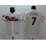 Men Philadelphia Phillies #7 Maikel Franco Cream Stars & Stripes 2016 Independence Day Flex Base Jersey