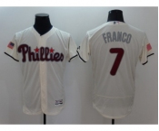 Men Philadelphia Phillies #7 Maikel Franco Cream Stars & Stripes 2016 Independence Day Flex Base Jersey
