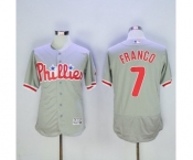 Men Philadelphia Phillies #7 Maikel Franco Majestic Grey Flexbase Authentic Collection Player Jersey