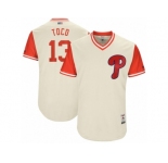 Men's 2017 Little League World Series Phillies #13 Freddy Galvis Toco Tan Jersey
