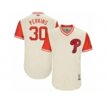Men's 2017 Little League World Series Phillies #30 Cameron Perkins Perkins Tan Jersey