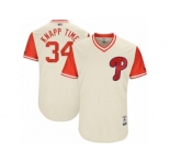 Men's 2017 Little League World Series Phillies #34 Andrew Knapp Knapp Time Tan Jersey