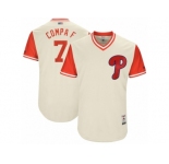 Men's 2017 Little League World Series Phillies #7 Maikel Franco Compa F Tan Jersey