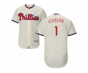 Men's Majestic Philadelphia Phillies #1 Richie Ashburn Cream Flexbase Authentic Collection MLB Jersey