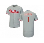 Men's Majestic Philadelphia Phillies #1 Richie Ashburn Grey Flexbase Authentic Collection MLB Jersey
