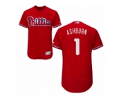 Men's Majestic Philadelphia Phillies #1 Richie Ashburn Red Flexbase Authentic Collection MLB Jersey