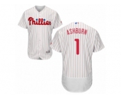 Men's Majestic Philadelphia Phillies #1 Richie Ashburn White Red Strip Flexbase Authentic Collection MLB Jersey