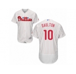 Men's Majestic Philadelphia Phillies #10 Darren Daulton White Red Strip Flexbase Authentic Collection MLB Jersey