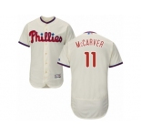 Men's Majestic Philadelphia Phillies #11 Tim McCarver Cream Flexbase Authentic Collection MLB Jersey