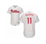 Men's Majestic Philadelphia Phillies #11 Tim McCarver White Red Strip Flexbase Authentic Collection MLB Jersey