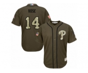 Men's Majestic Philadelphia Phillies #14 Pete Rose Authentic Green Salute to Service MLB Jersey