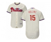 Men's Majestic Philadelphia Phillies #15 Dave Hollins Cream Flexbase Authentic Collection MLB Jersey