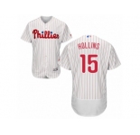 Men's Majestic Philadelphia Phillies #15 Dave Hollins White Red Strip Flexbase Authentic Collection MLB Jersey
