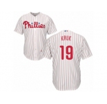 Men's Majestic Philadelphia Phillies #19 John Kruk Authentic White Red Strip Home Cool Base MLB Jersey