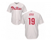 Men's Majestic Philadelphia Phillies #19 John Kruk Authentic White Red Strip Home Cool Base MLB Jersey